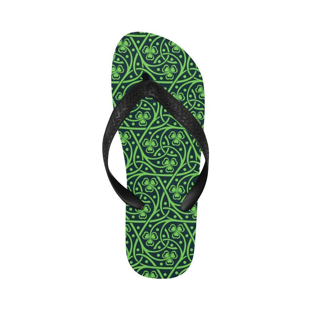 Shamrock Themed Print Flip Flops-JTAMIGO.COM