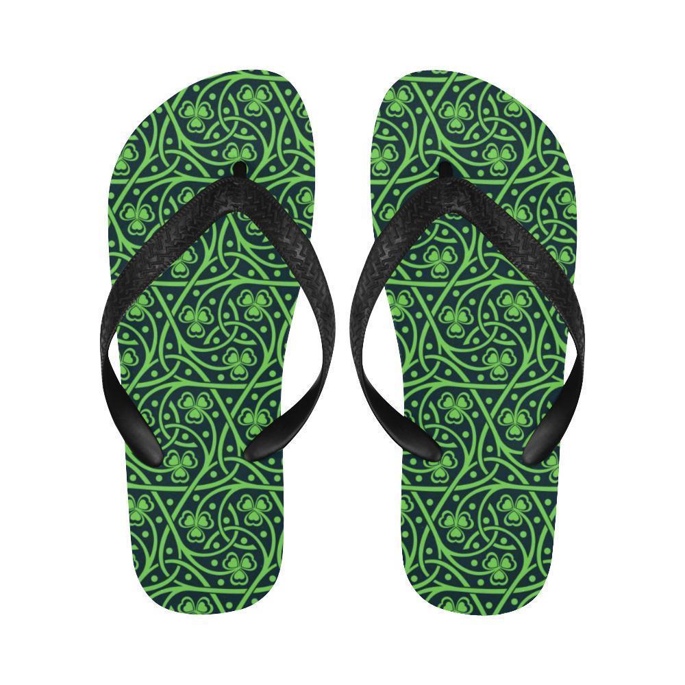 Shamrock Themed Print Flip Flops-JTAMIGO.COM
