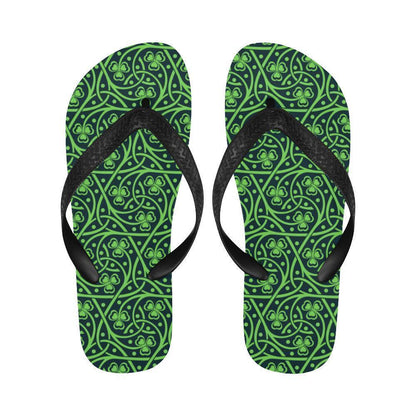 Shamrock Themed Print Flip Flops-JTAMIGO.COM