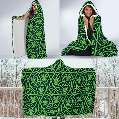 Shamrock Themed Print Hooded Blanket-JTAMIGO.COM