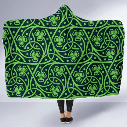 Shamrock Themed Print Hooded Blanket-JTAMIGO.COM