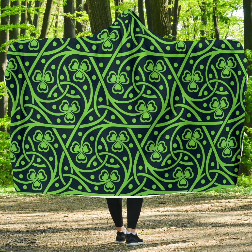 Shamrock Themed Print Hooded Blanket-JTAMIGO.COM