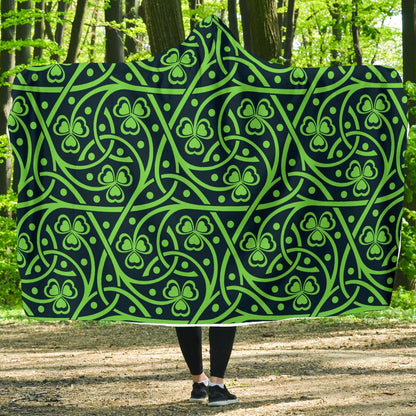 Shamrock Themed Print Hooded Blanket-JTAMIGO.COM