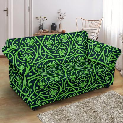 Shamrock Themed Print Loveseat Slipcover-JTAMIGO.COM