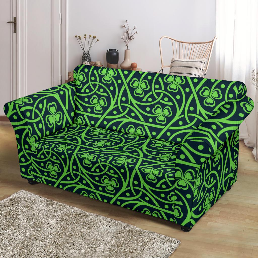 Shamrock Themed Print Loveseat Slipcover-JTAMIGO.COM