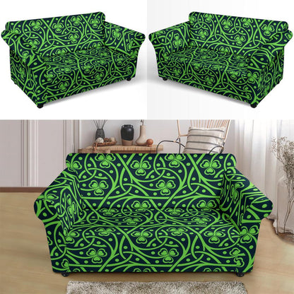 Shamrock Themed Print Loveseat Slipcover-JTAMIGO.COM