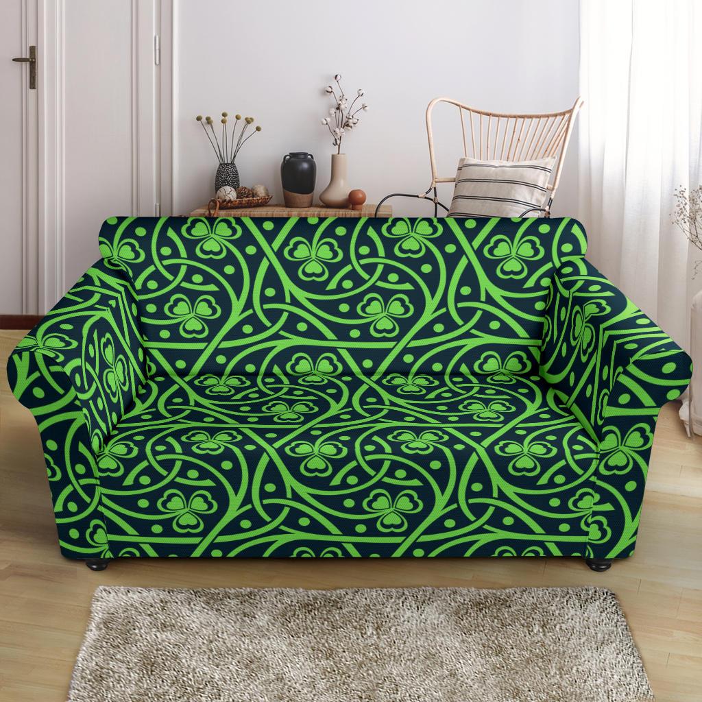 Shamrock Themed Print Loveseat Slipcover-JTAMIGO.COM