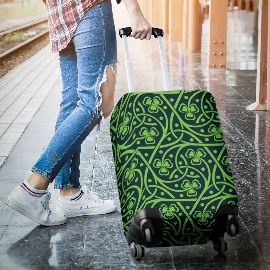Shamrock Themed Print Luggage Cover Protector