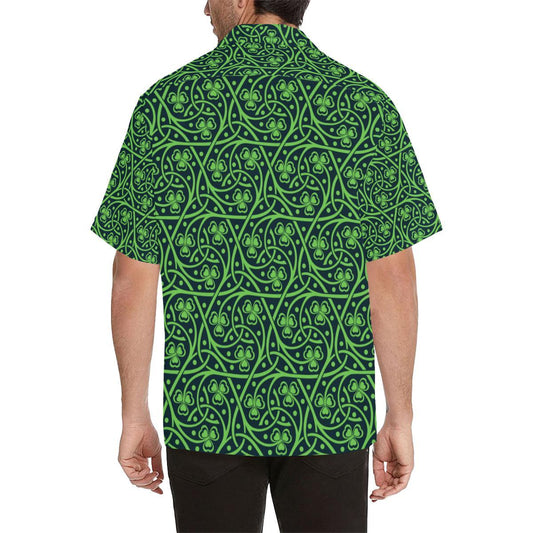Shamrock Themed Print Men Aloha Hawaiian Shirt