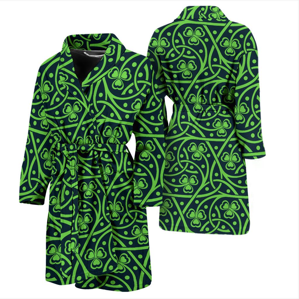 Shamrock Themed Print Men Bath Robe-JTAMIGO.COM