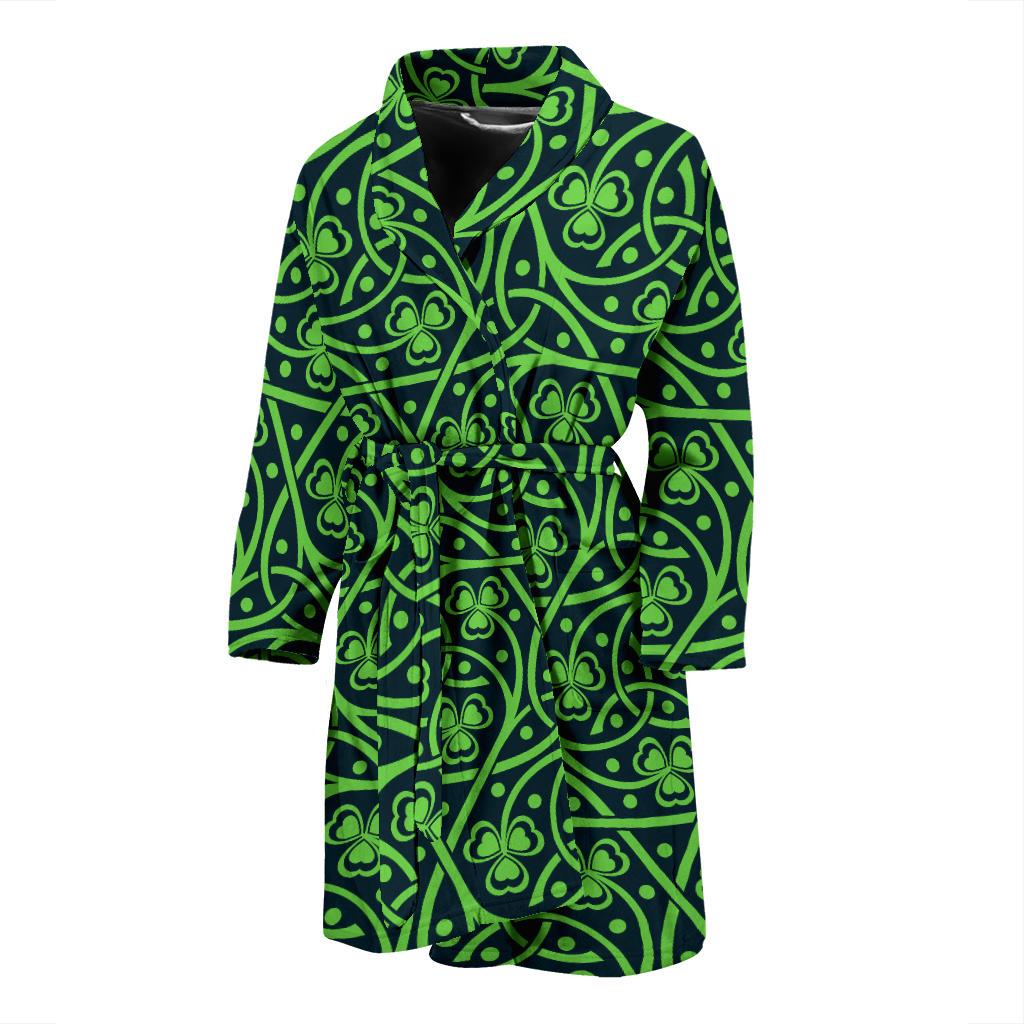 Shamrock Themed Print Men Bath Robe-JTAMIGO.COM