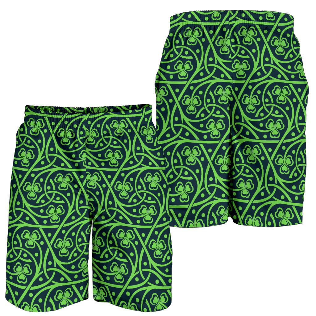 Shamrock Themed Print Mens Shorts-JTAMIGO.COM