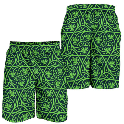 Shamrock Themed Print Mens Shorts-JTAMIGO.COM