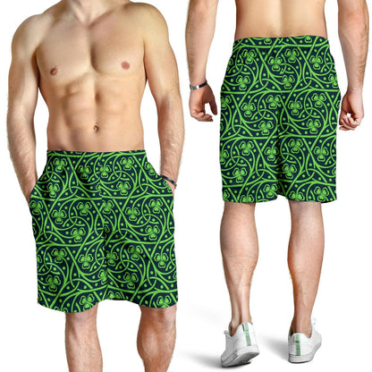 Shamrock Themed Print Mens Shorts-JTAMIGO.COM