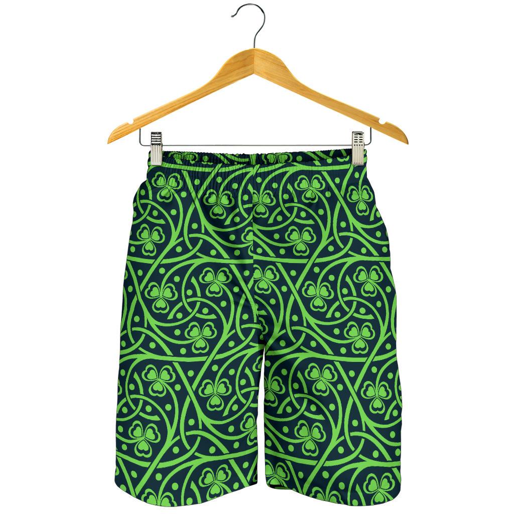 Shamrock Themed Print Mens Shorts-JTAMIGO.COM