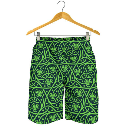 Shamrock Themed Print Mens Shorts-JTAMIGO.COM