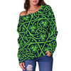 Shamrock Themed Print Off Shoulder Sweatshirt