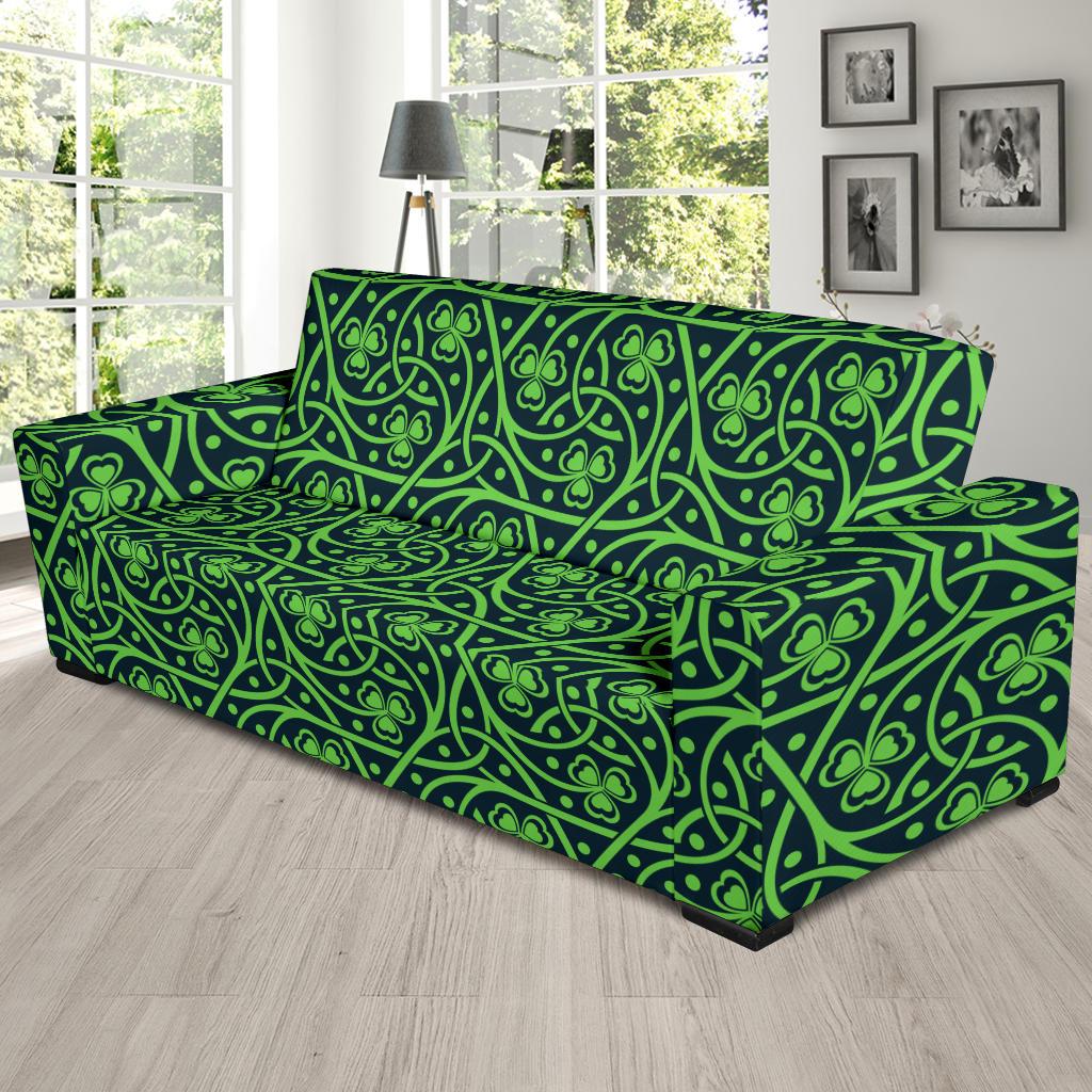 Shamrock Themed Print Sofa Slipcover-JTAMIGO.COM