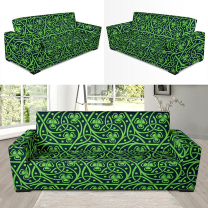 Shamrock Themed Print Sofa Slipcover-JTAMIGO.COM