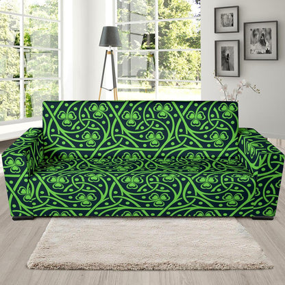 Shamrock Themed Print Sofa Slipcover-JTAMIGO.COM