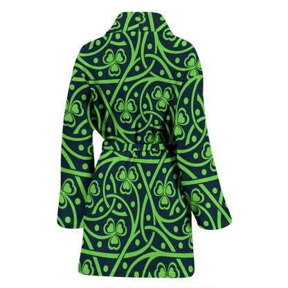 Shamrock Themed Print Women Bath Robe-JTAMIGO.COM
