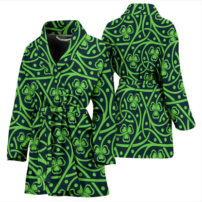 Shamrock Themed Print Women Bath Robe-JTAMIGO.COM