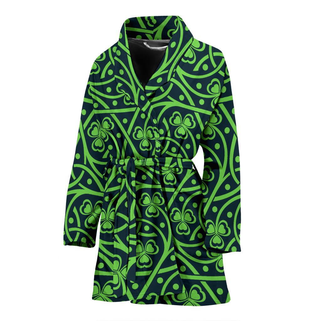 Shamrock Themed Print Women Bath Robe-JTAMIGO.COM