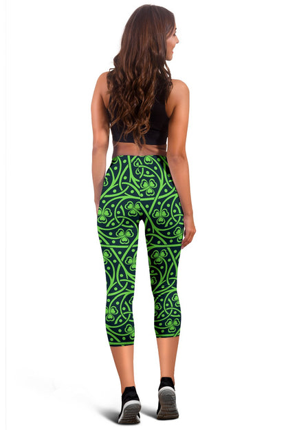 Shamrock Themed Print Women Capris