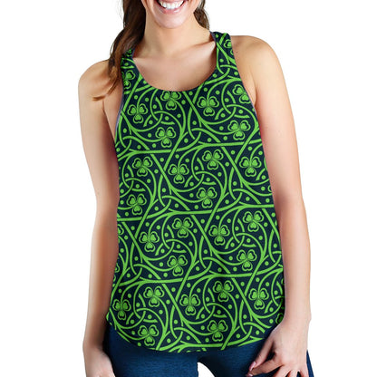 Shamrock Themed Print Women Racerback Tank Top