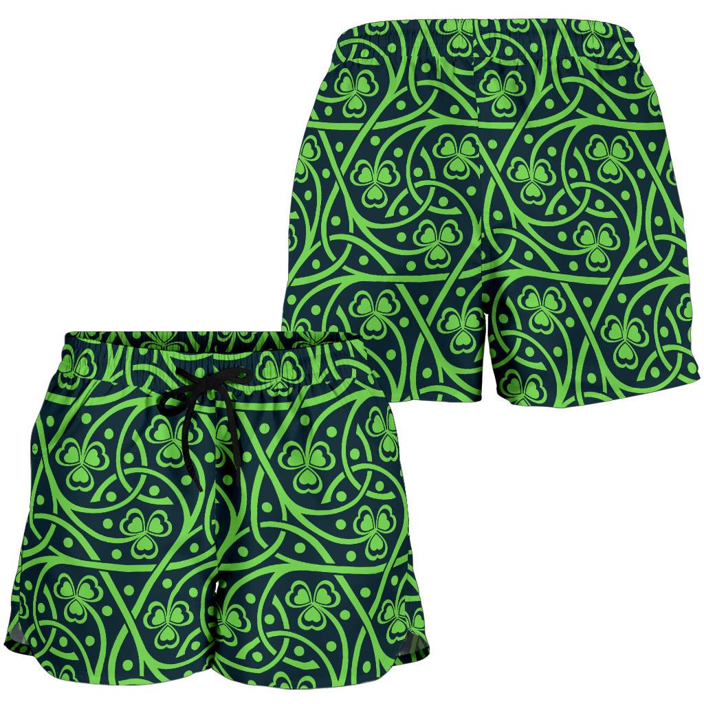 Shamrock Themed Print Women Shorts-JTAMIGO.COM