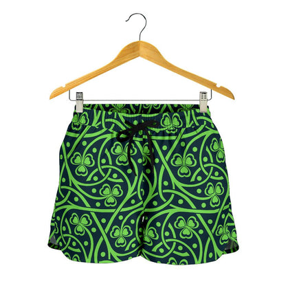 Shamrock Themed Print Women Shorts-JTAMIGO.COM