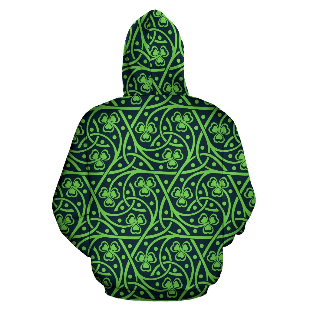 Shamrock Themed Print Zip Up Hoodie
