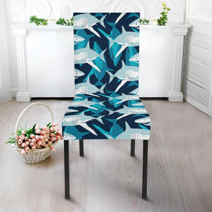 Shark Design Print Dining Chair Slipcover-JTAMIGO.COM
