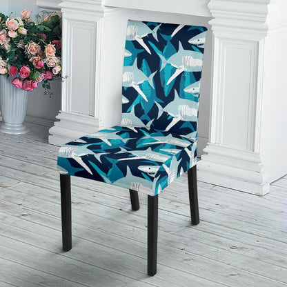 Shark Design Print Dining Chair Slipcover-JTAMIGO.COM
