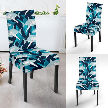 Shark Design Print Dining Chair Slipcover-JTAMIGO.COM