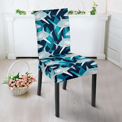 Shark Design Print Dining Chair Slipcover-JTAMIGO.COM