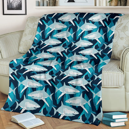 Shark Design Print Fleece Blanket