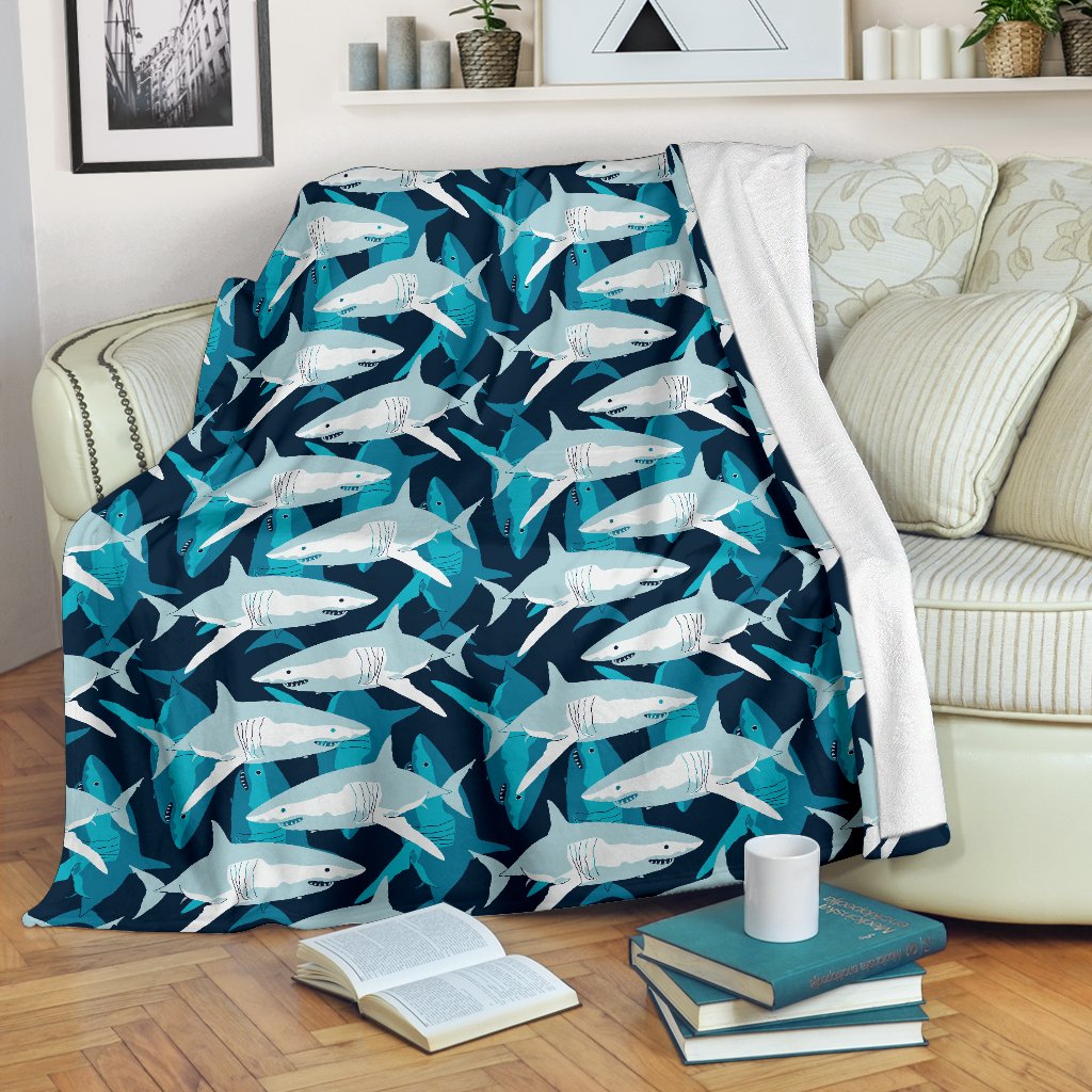 Shark Design Print Fleece Blanket
