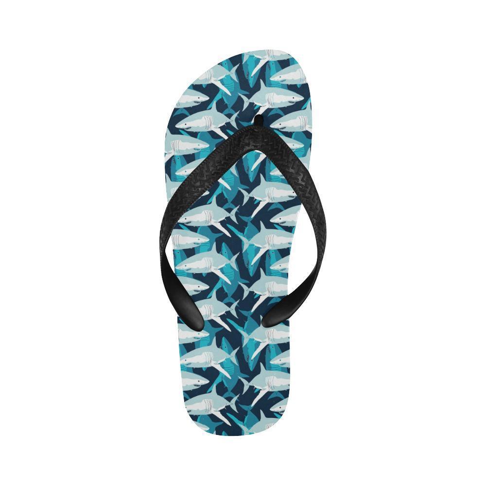 Shark Design Print Flip Flops-JTAMIGO.COM