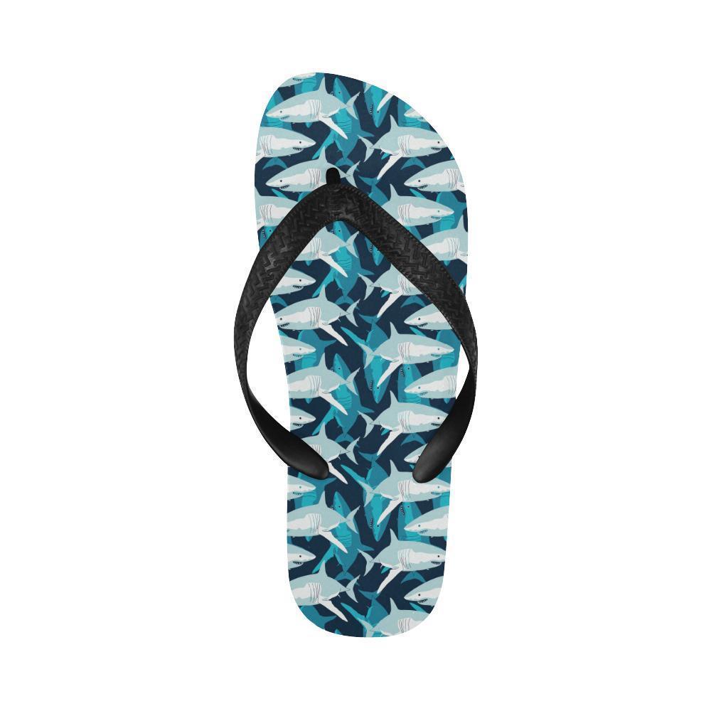Shark Design Print Flip Flops-JTAMIGO.COM