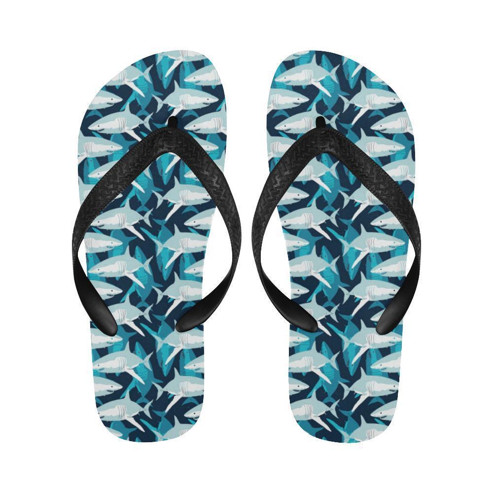 Shark Design Print Flip Flops-JTAMIGO.COM