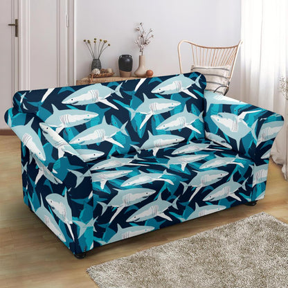 Shark Design Print Loveseat Slipcover-JTAMIGO.COM