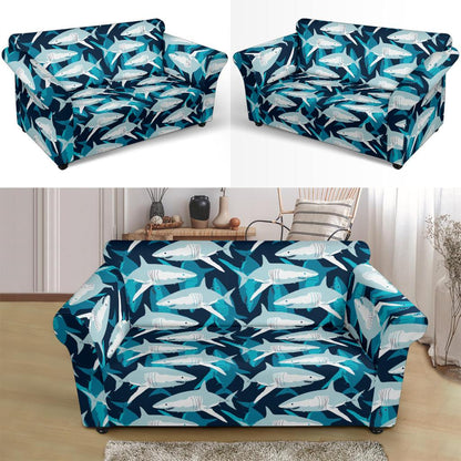 Shark Design Print Loveseat Slipcover-JTAMIGO.COM