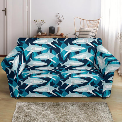 Shark Design Print Loveseat Slipcover-JTAMIGO.COM