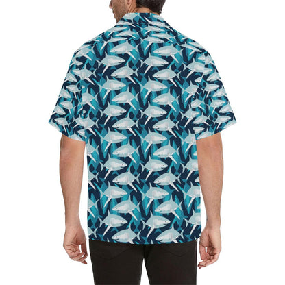 Shark Design Print Men Aloha Hawaiian Shirt