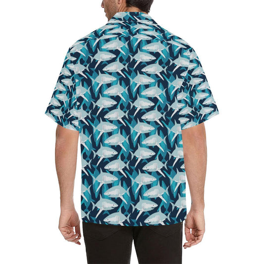 Shark Design Print Men Aloha Hawaiian Shirt