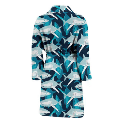 Shark Design Print Men Bath Robe-JTAMIGO.COM