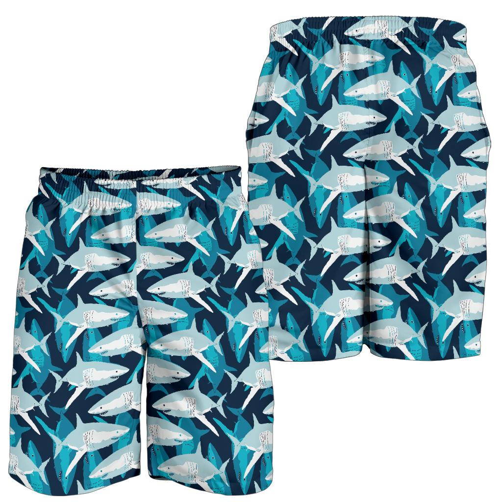 Shark Design Print Mens Shorts-JTAMIGO.COM