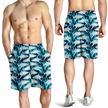 Shark Design Print Mens Shorts-JTAMIGO.COM