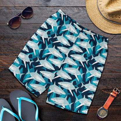 Shark Design Print Mens Shorts-JTAMIGO.COM